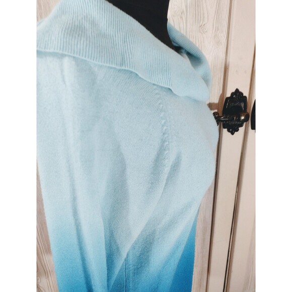 Christopher & Banks Sweater Large Womens Blue Ombré Cowl Neck Lightweight - Picture 5 of 12